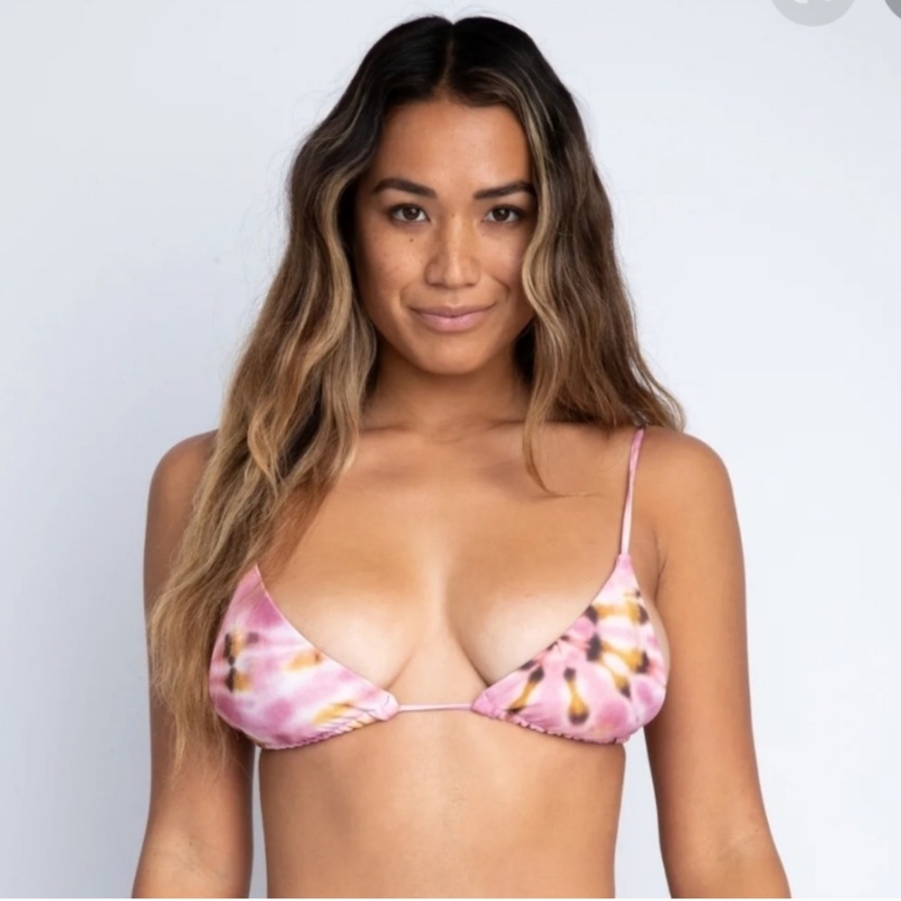 Skatie Pink Tie-Dye Triangle Bikini Top